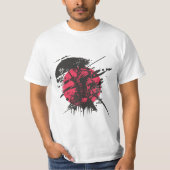 Samurai Warrior – Red Sun Japanese Bushido Design Tシャツ (正面)