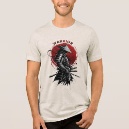 Samurai Warrior Rising Sun Japanese Ink Style トライブレンドＴシャツ