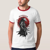 Samurai Warrior Rising Sun Japanese Ink Style Tシャツ (正面)