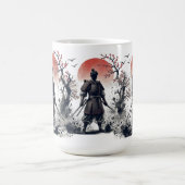 Samurai Warrior with Twin Katanas Sunset Art コーヒーマグカップ (中央)