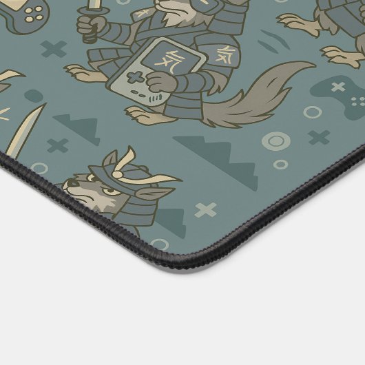 Samurai Wolf with Handheld Console  デスクマット (コーナー)