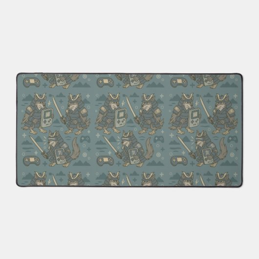 Samurai Wolf with Handheld Console  デスクマット (正面)