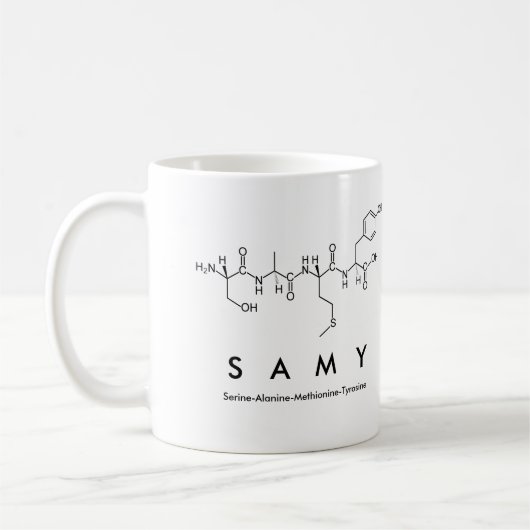 Samyペプチド名mug コーヒーマグカップ (左)