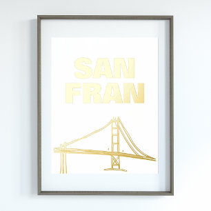 SANフランブリッジ san francisco金ゴールド 箔ポスター