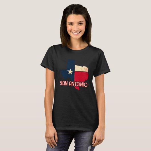 San Antonio City Texas Texan Flag Map Tシャツ (正面フル)