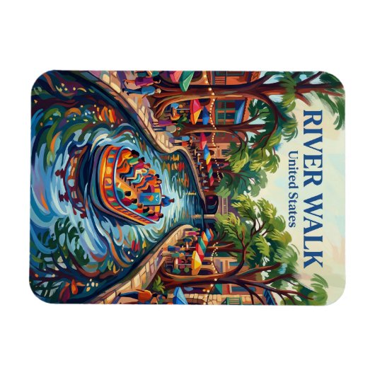 San Antonio River Walk Texas マグネット (横)
