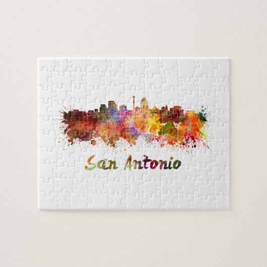 San Antonio skyline in watercolor ジグソーパズル (横)