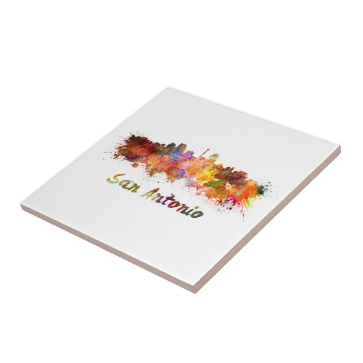 San Antonio skyline in watercolor タイル (側面)