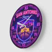San Antonio Texas Landmark ラージ壁時計 (傾斜)