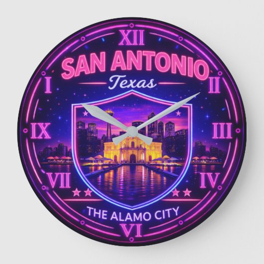 San Antonio Texas Landmark ラージ壁時計 (正面)