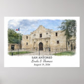 San Antonio Texas Poster, Watercolor, Custom ポスター (正面)