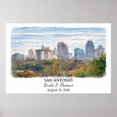 San Antonio Texas Poster, Watercolor, Custom ポスター (正面)