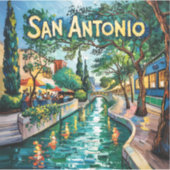 San Antonio Texas River Walk Van Gogh Vibrant City シール (正面)