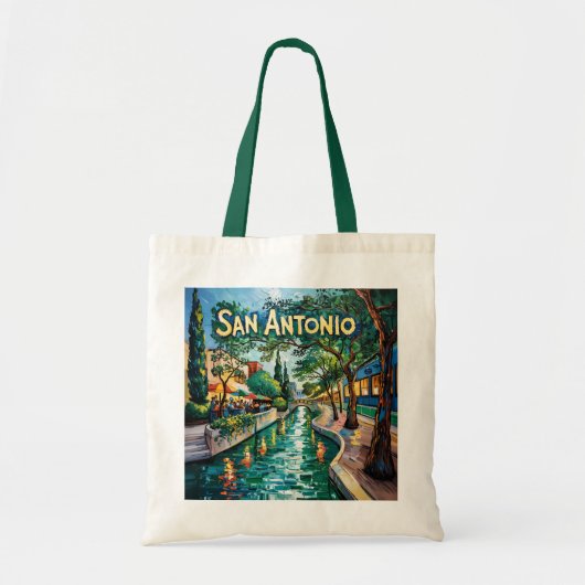 San Antonio Texas River Walk Van Gogh Vibrant City トートバッグ (正面)