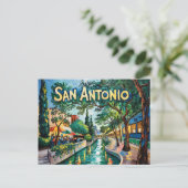San Antonio Texas River Walk Van Gogh Vibrant City ポストカード (スタンド正面)