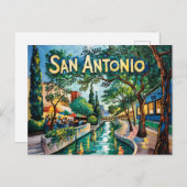 San Antonio Texas River Walk Van Gogh Vibrant City ポストカード (正面/裏面)
