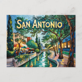 San Antonio Texas River Walk Van Gogh Vibrant City ポストカード