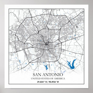 San Antonio Texas USA City Travel City Map ポスター