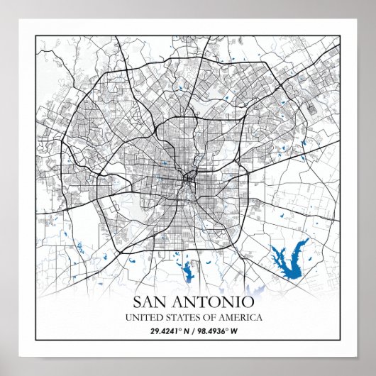 San Antonio Texas USA City Travel City Map ポスター (正面)