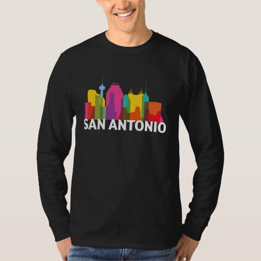 San Antonio Texas USA Skyline Silhouette Outline S Tシャツ (正面)
