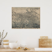 San Antonio TX Bird's Eye Panoramic Map 1886 ポスター (キッチン)