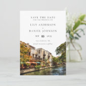 San Antonio Watercolor Destination Wedding セーブザデート (スタンド正面)