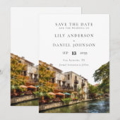 San Antonio Watercolor Destination Wedding セーブザデート (正面/裏面)