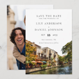San Antonio Watercolor Photo Wedding セーブザデート