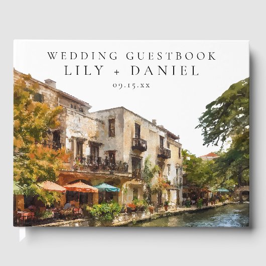 San Antonio Watercolor Wedding Guest Book ゲストブック (正面)