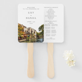 San Antonio Watercolor Wedding Program ハンドファン
