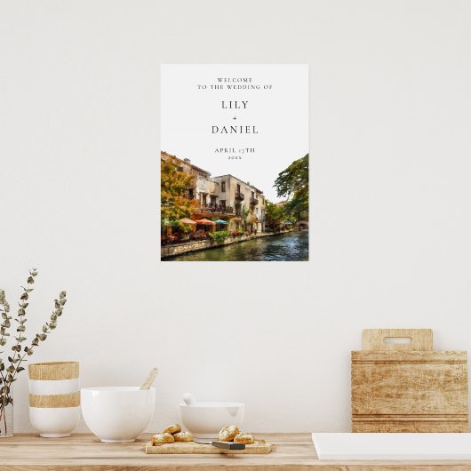 San Antonio Wedding Welcome Sign ポスター (キッチン)