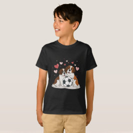 San Bernardo with soccer ball for Valentine's Day Tシャツ