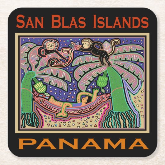 San Blas Islands Panama Mola スクエアペーパーコースター (正面)