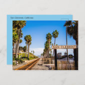 San Clementeの踏切の列車トラック ポストカード (正面/裏面)