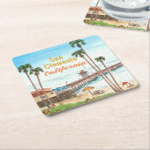 San Clemente Pier California  スクエアペーパーコースター (アングル)