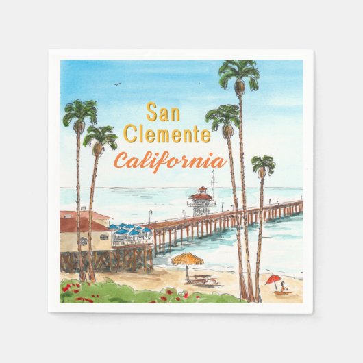 San Clemente Pier California  スタンダードカクテルナプキン (正面)