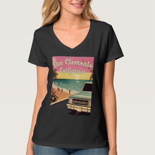 San Clemente Retro Beach Vacation Souvenir San Cle Tシャツ (正面)