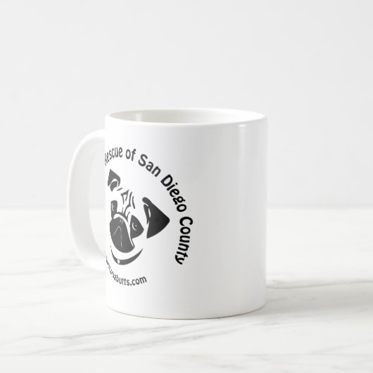San Diego郡のロゴのパグの救助 コーヒーマグカップ (正面左)