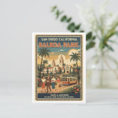 San Diego CA Balboa Park Retro 1950s ポストカード (スタンド正面)