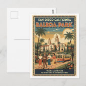 San Diego CA Balboa Park Retro 1950s ポストカード (正面/裏面)