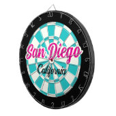 San Diego CA Hot Pink Turquoise White Black ダーツボード (正面右)