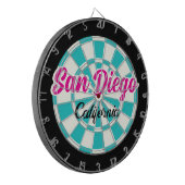 San Diego CA Hot Pink Turquoise White Black ダーツボード (正面左)