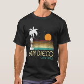 San Diego CA Palm Trees California Souvenir Retro  Tシャツ (正面)