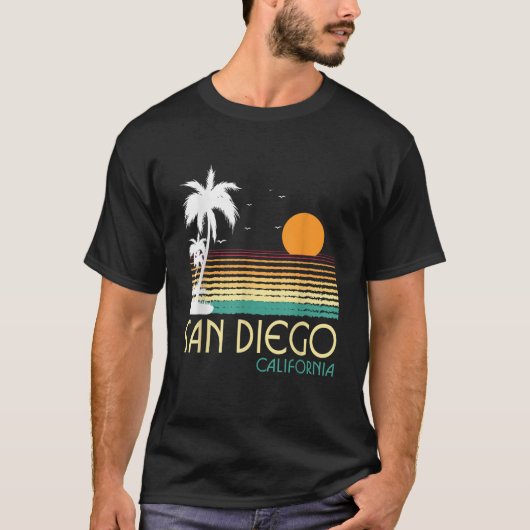 San Diego CA Palm Trees California Souvenir Retro  Tシャツ (正面)