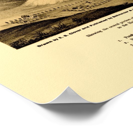 San Diego, CA Panoramic Map - 1876 ポスター (角)