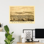 San Diego, CA Panoramic Map - 1876 ポスター (ホームオフィス)