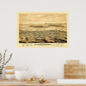 San Diego, CA Panoramic Map - 1876 ポスター (キッチン)