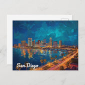 San Diego CA Waterfront City Art ポストカード (正面/裏面)