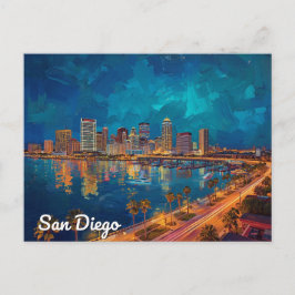 San Diego CA Waterfront City Art ポストカード