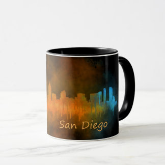 San Diego California City Skyline Watercolor v04 マグカップ